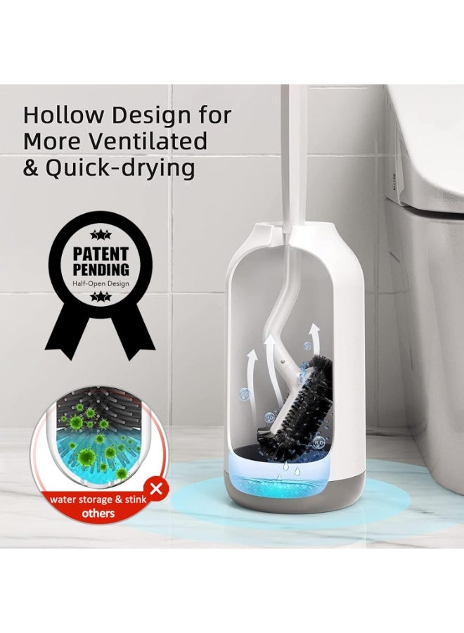 Toilet Bowl Brush Holder Set: Bathroom Deep Cleaning Toilet Cleaner Scrubber Under Rim with Curved Bristle for Dead Corner Clean - Hidden Modern Rv Toilet Decorative Accessories with Caddy - White - Image 5